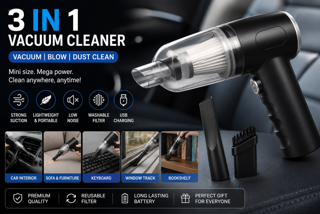 3-in-1 Portable Mini Vacuum Cleaner